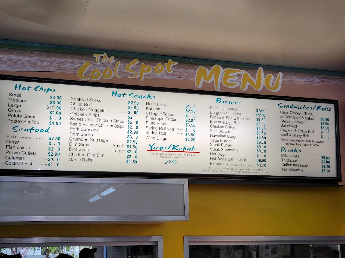 Menu, The Cool Spot