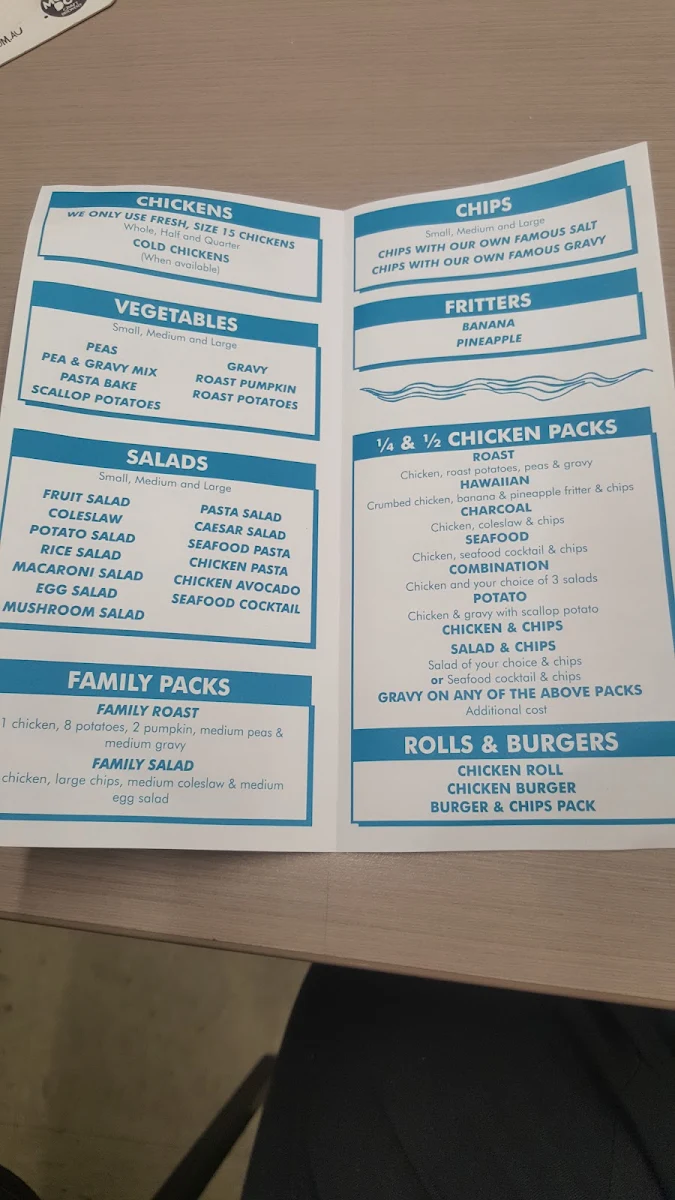 Menu, Echuca Charcoal Chicken
