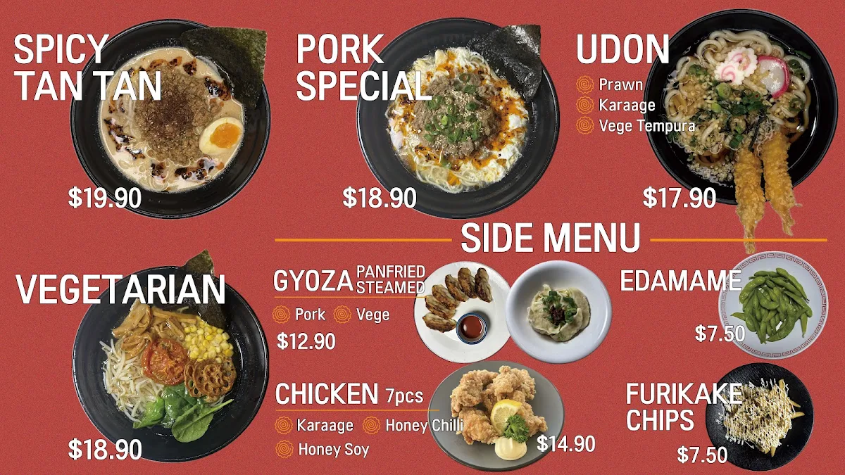 Menu, Tomori Ramen