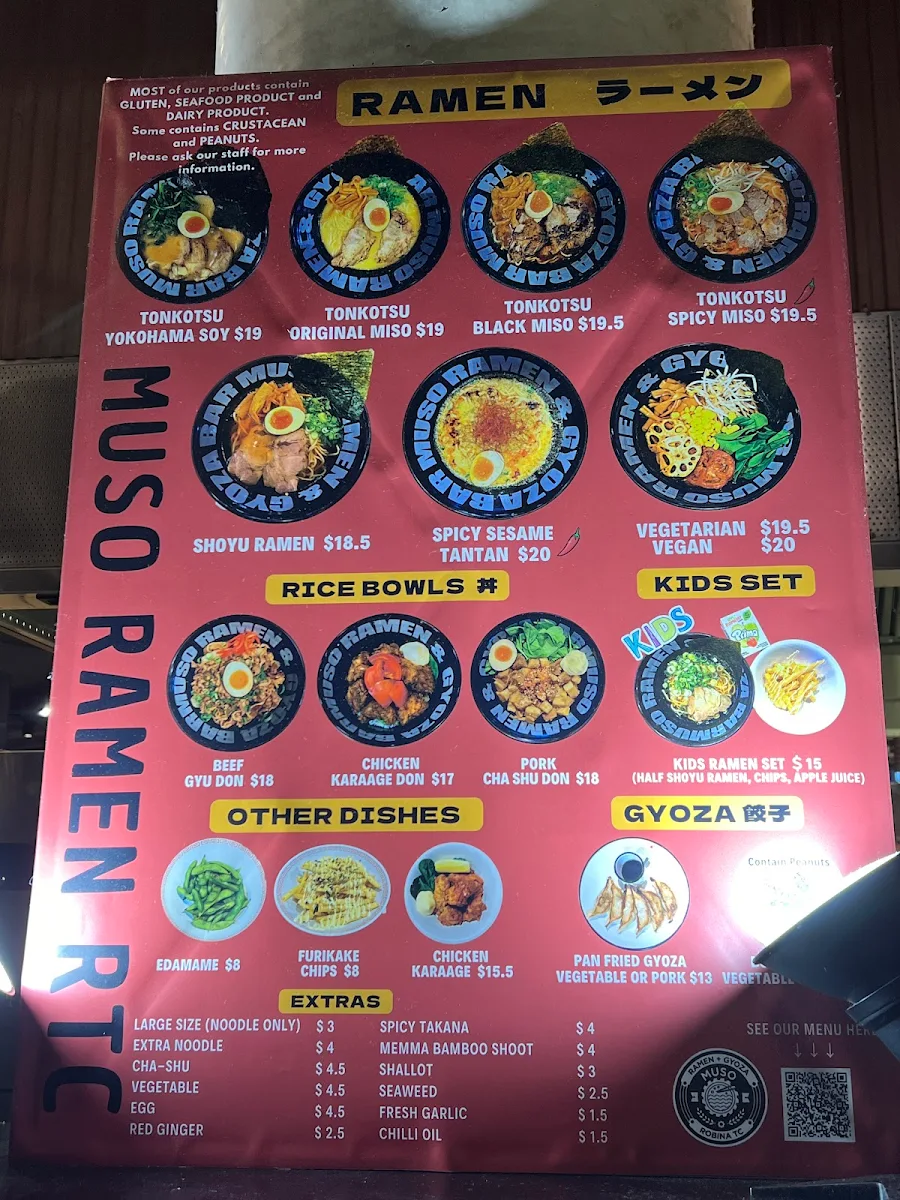 Menu, Tomori Ramen