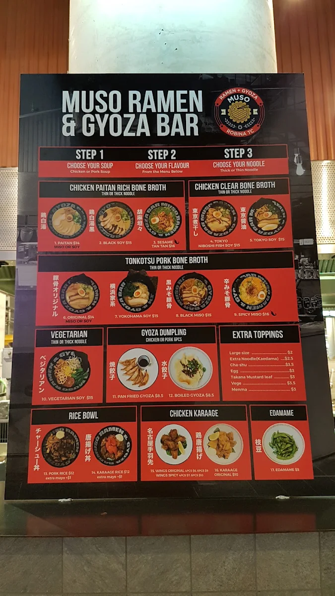 Menu, Tomori Ramen