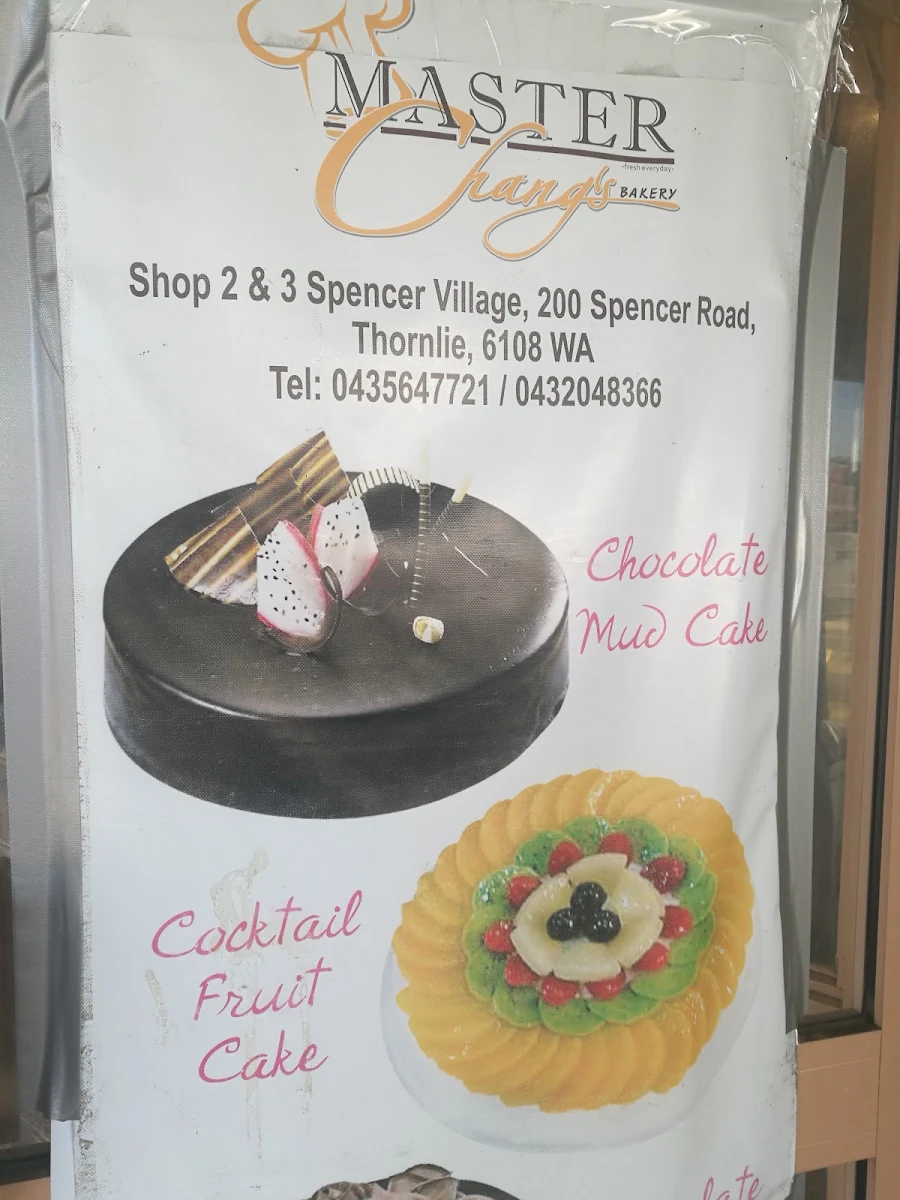 Menu, Master Chang’s Bakery