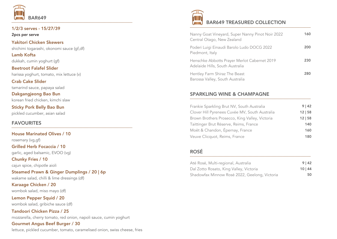 Menu, Bar649