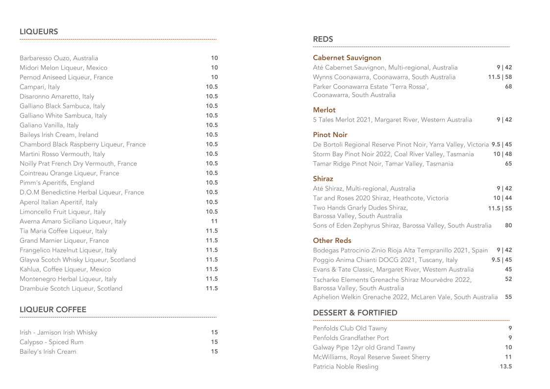Menu, Bar649
