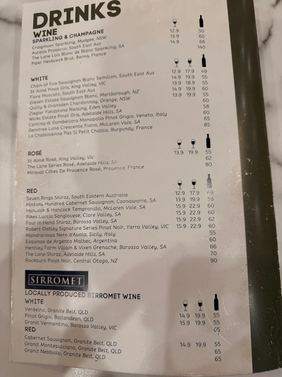 Menu, Graze Grill & Bar
