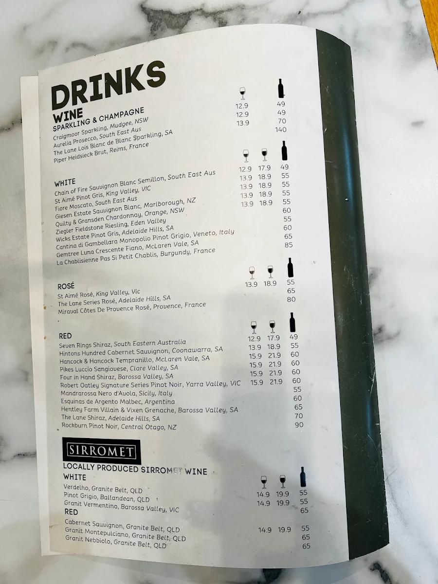 Menu, Graze Grill & Bar