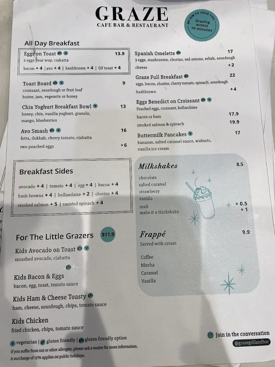 Menu, Graze Grill & Bar