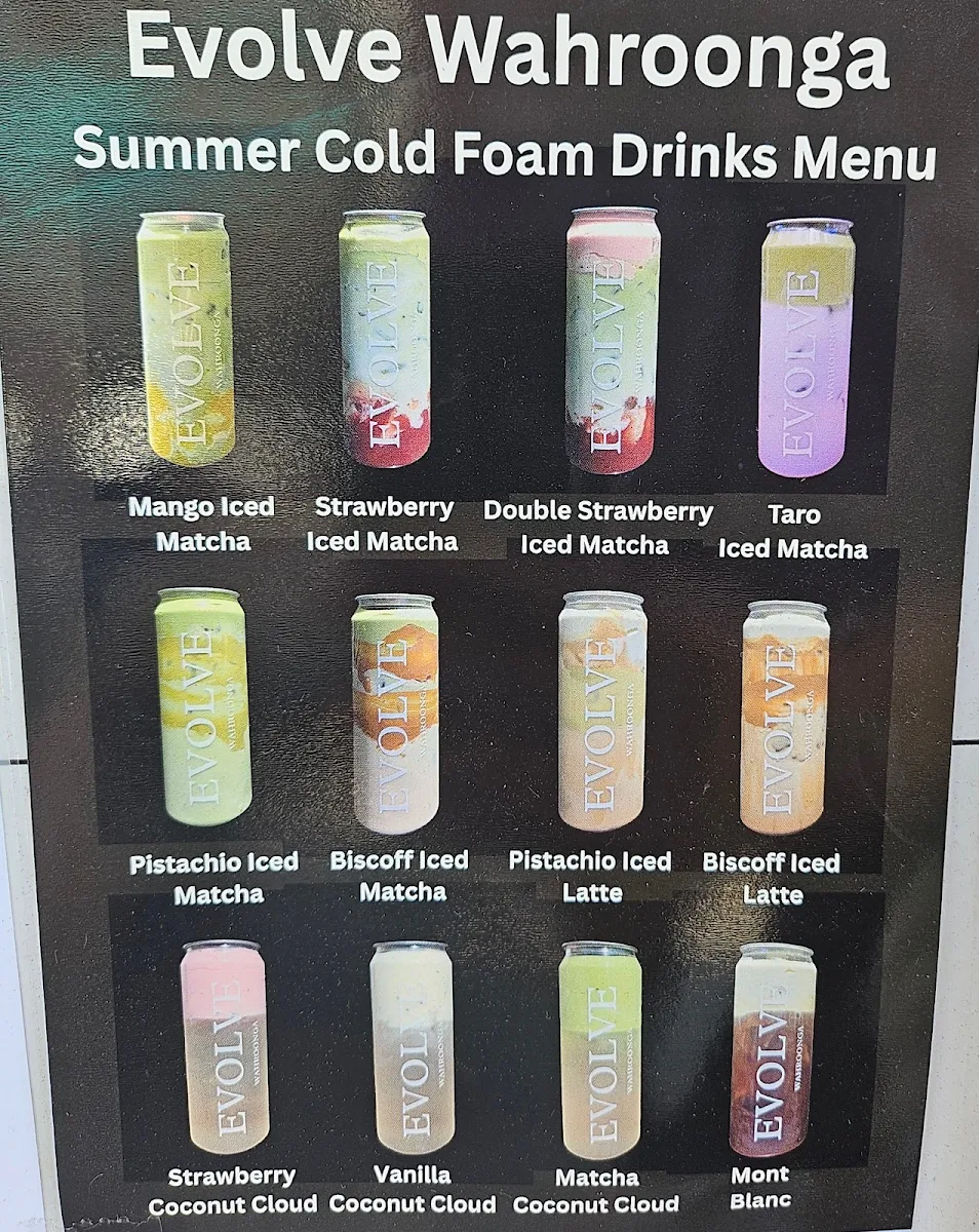 Menu, Evolve Wahroonga