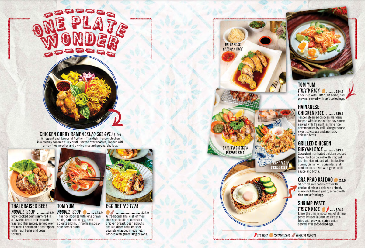 Menu, Bangkok Snap