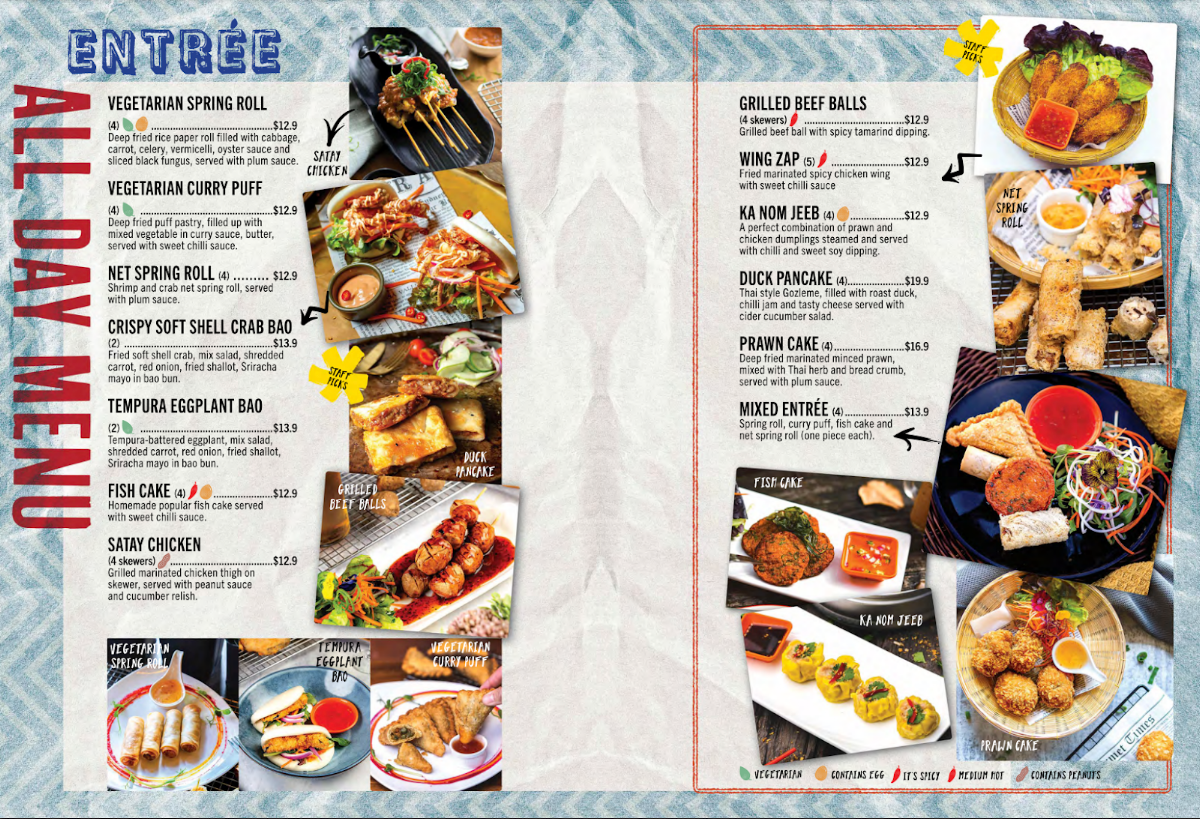 Menu, Bangkok Snap