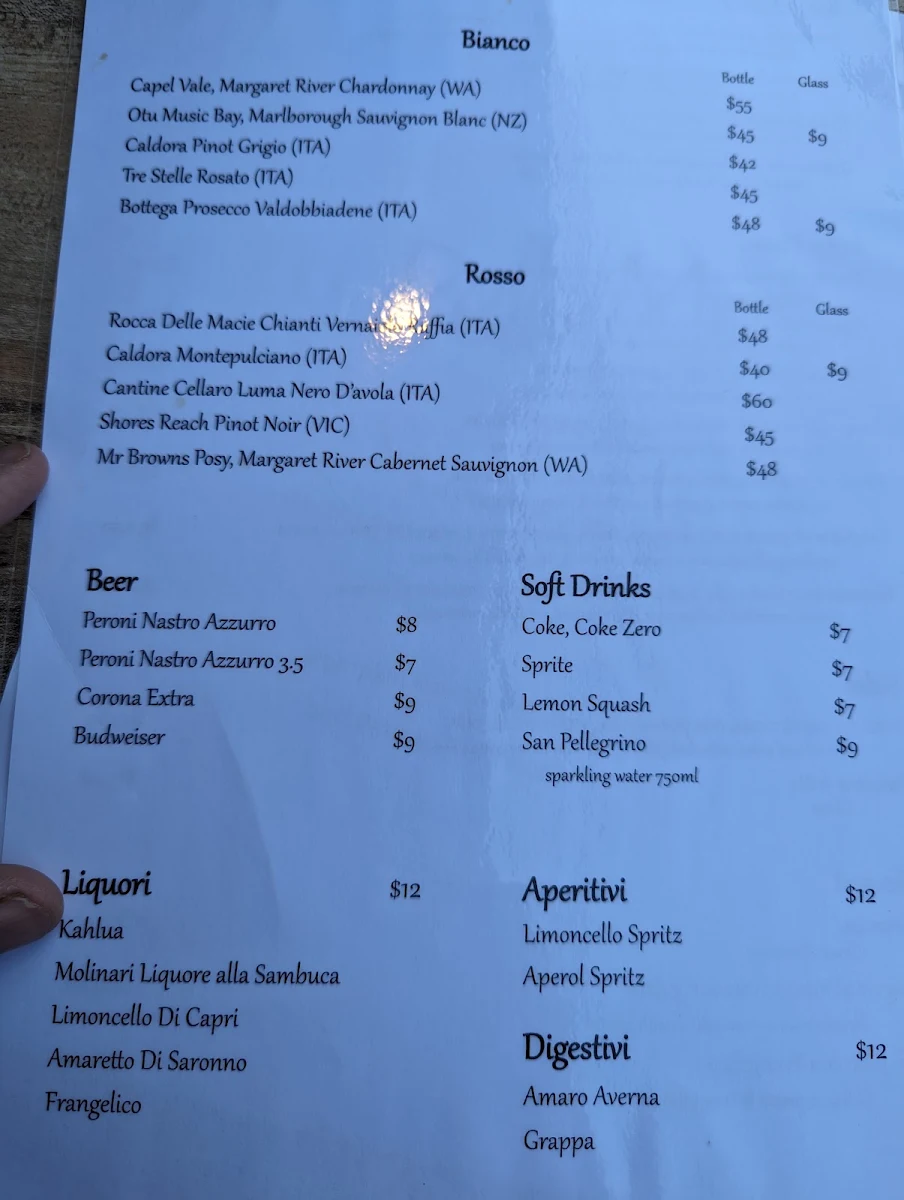 Menu, Bella Ma’