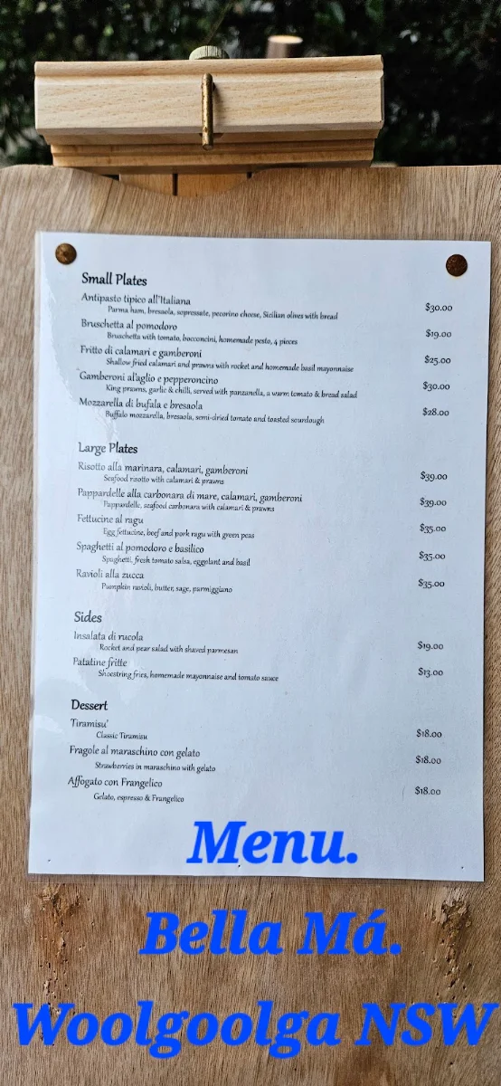Menu, Bella Ma’