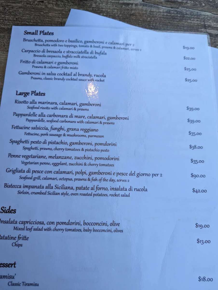 Menu, Bella Ma’