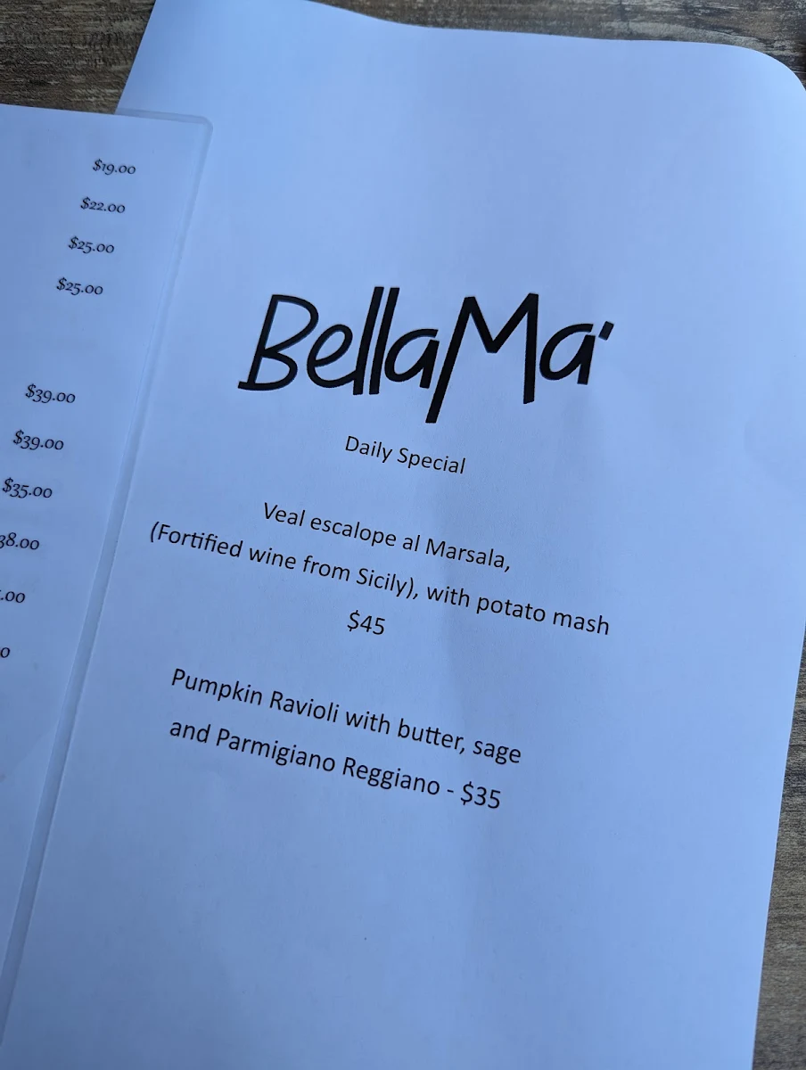 Menu, Bella Ma’