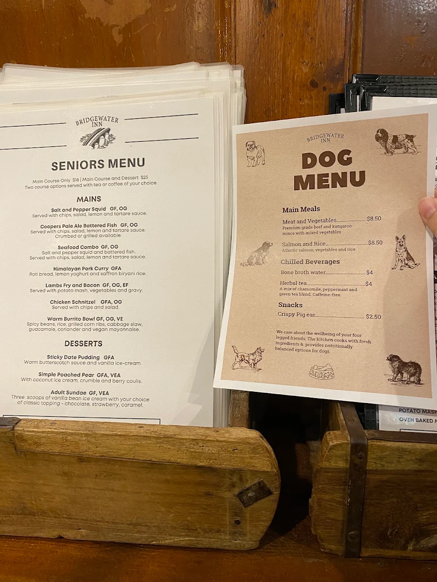 Menu, The Bridgewater Inn