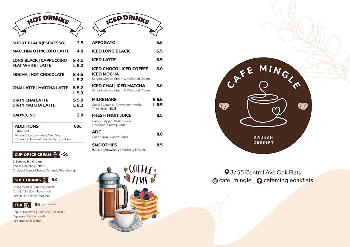 Menu, Cafe mingle