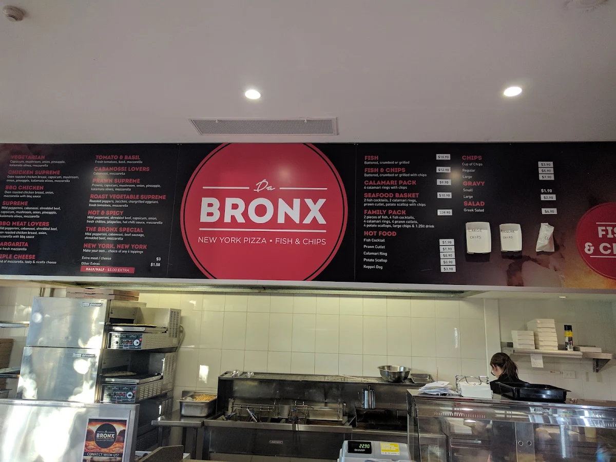 Menu, Bronx Pizza