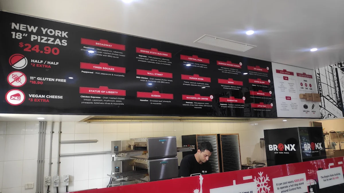 Menu, Bronx Pizza