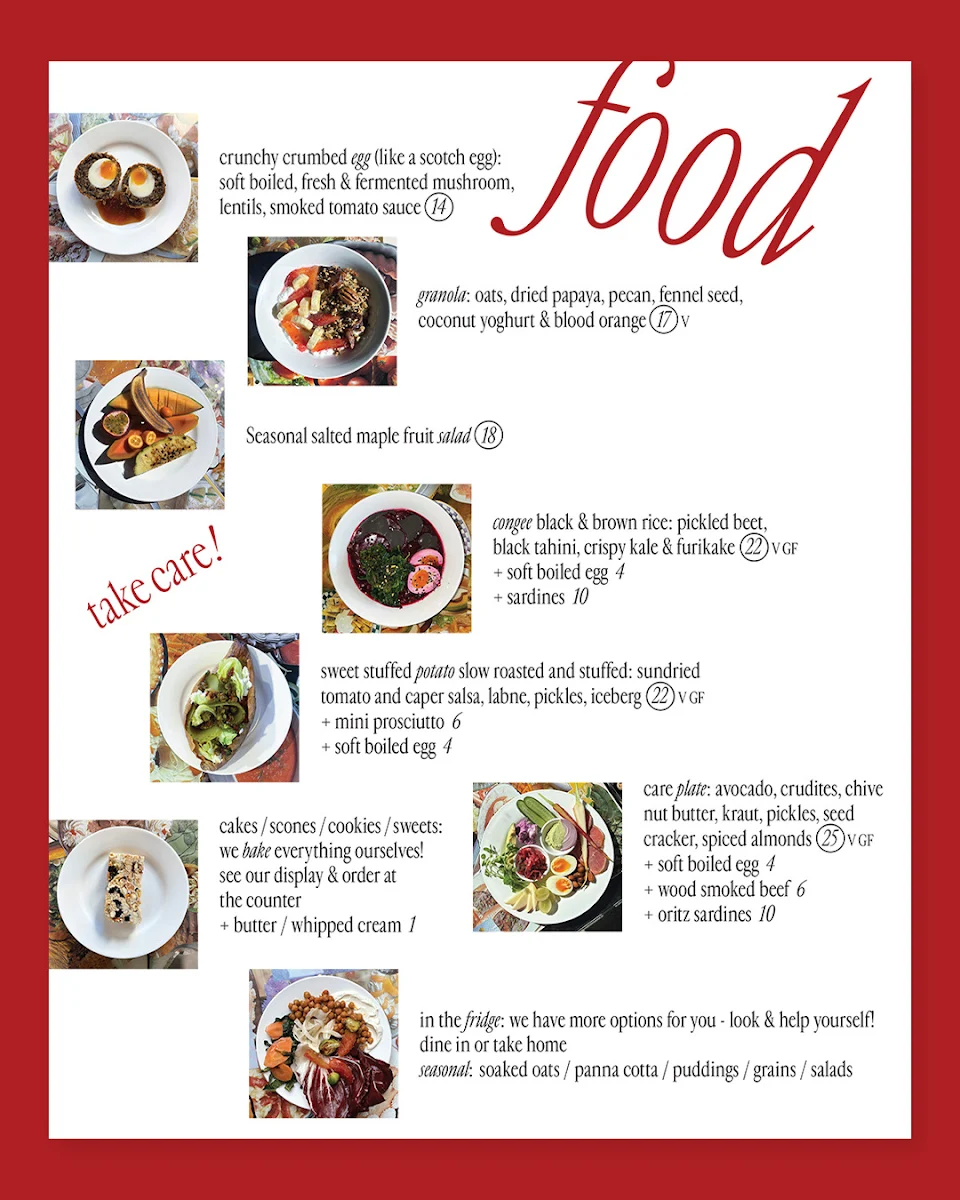 Menu, Take Care