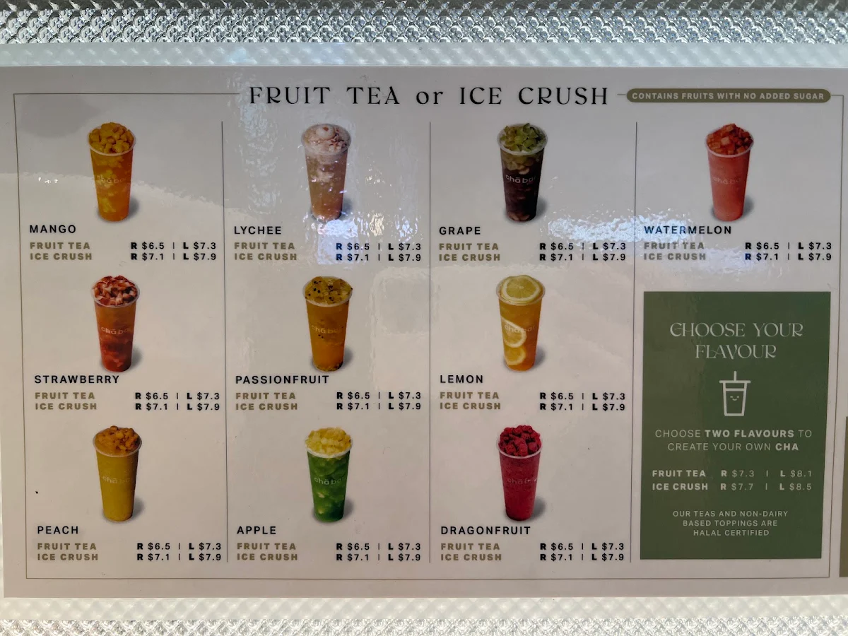 Menu, Chā Bar Bankstown