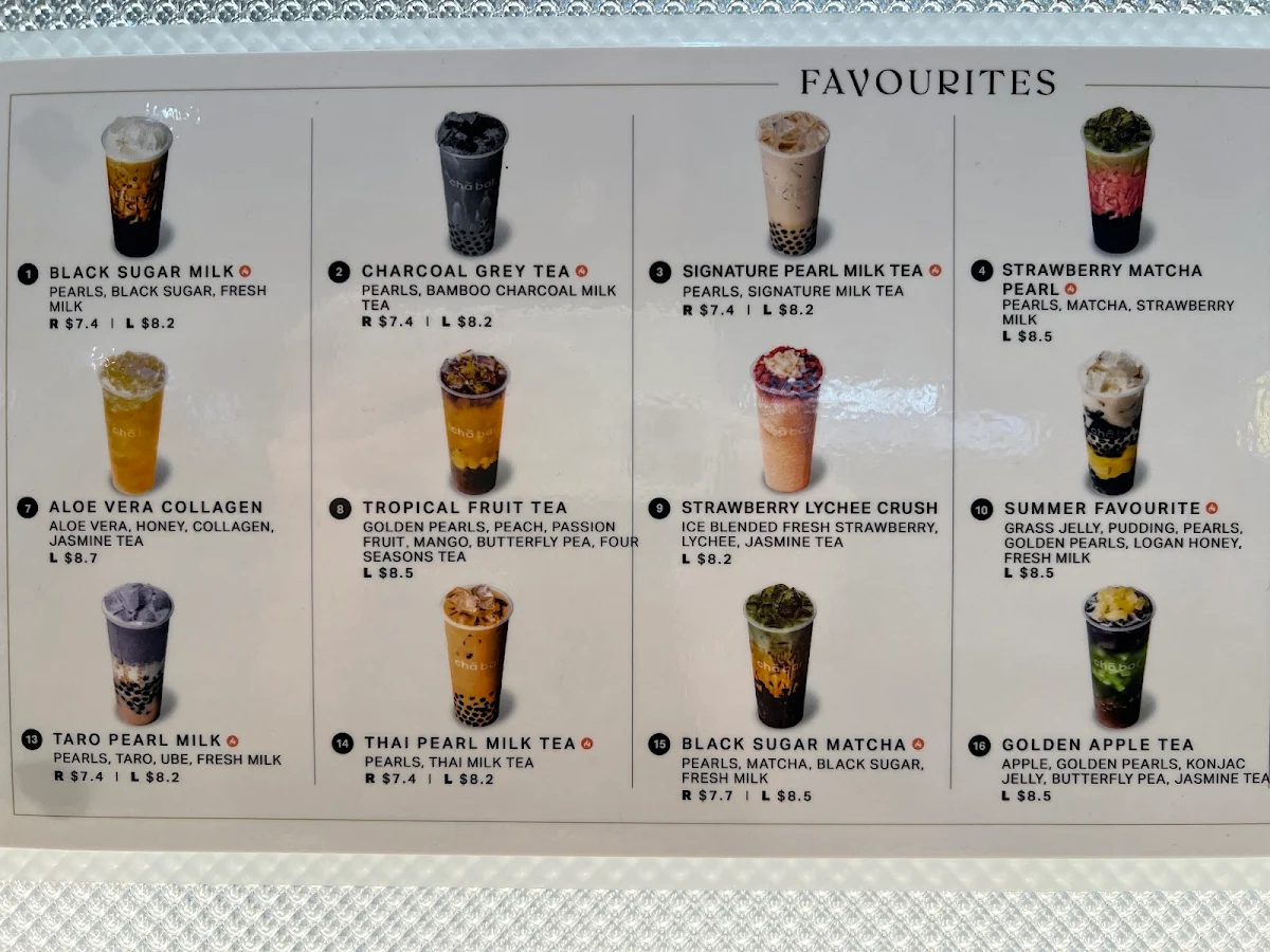 Menu, Chā Bar Bankstown