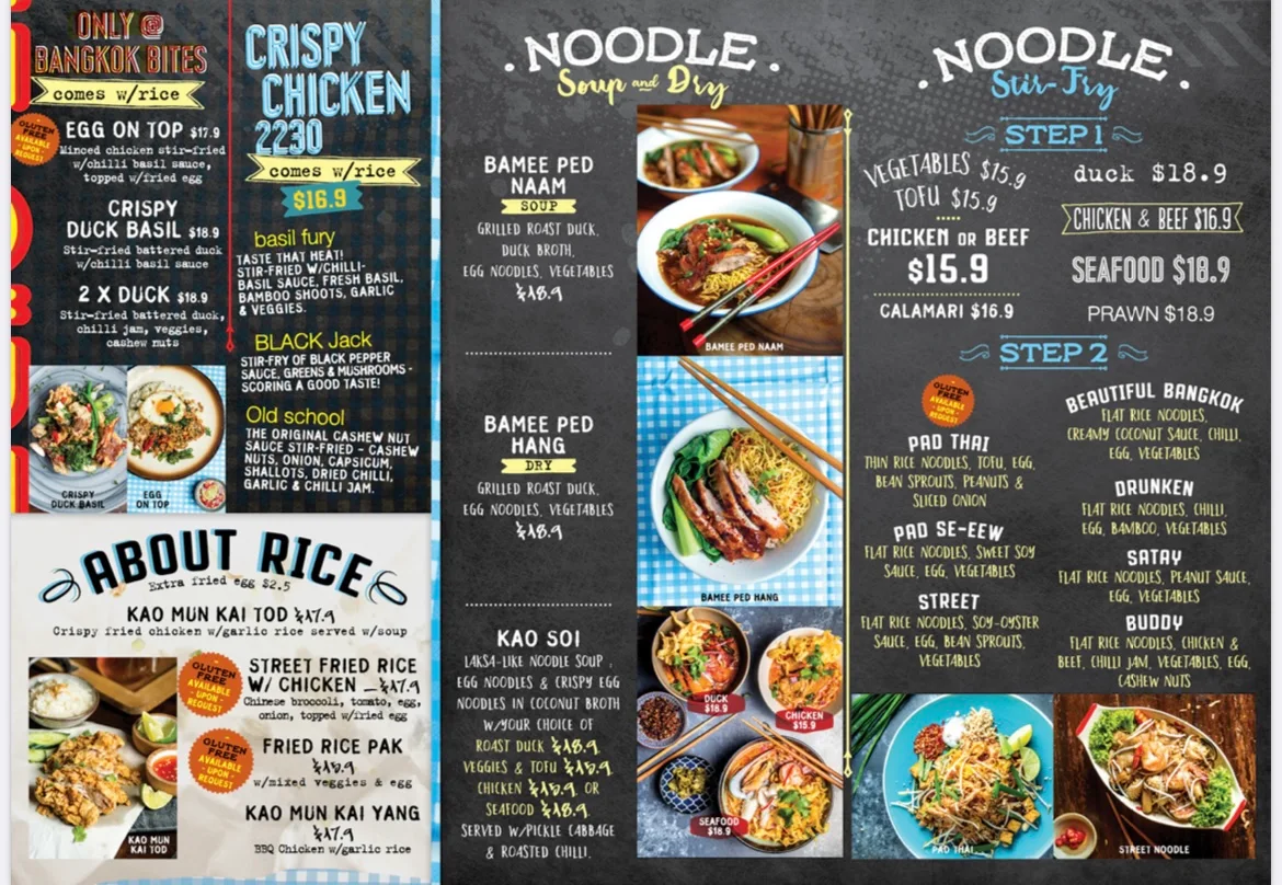 Menu, Bangkok Bites Cronulla