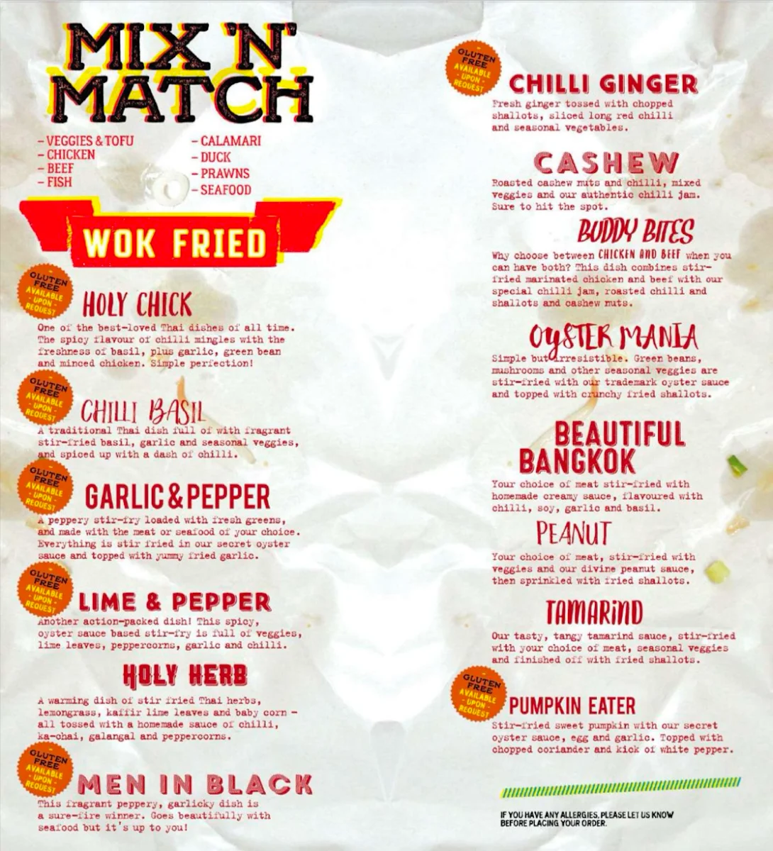 Menu, Bangkok Bites Cronulla
