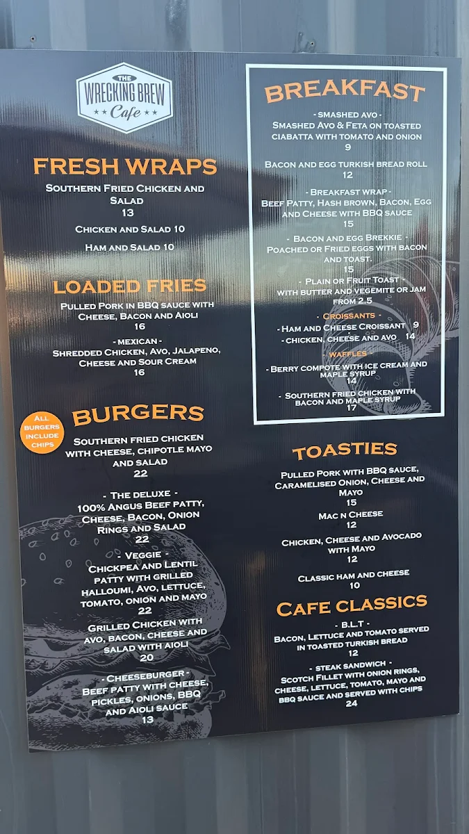 Menu, The Wrecking Brew