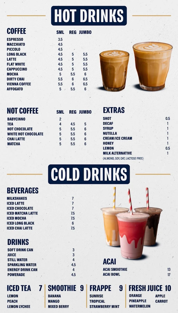 Menu, Blu Note Espresso Bar