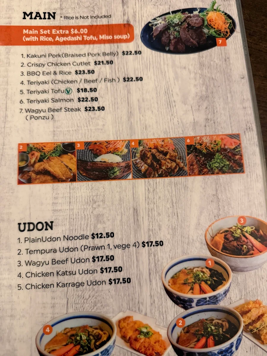 Menu, Tany's Japanese Restaurant