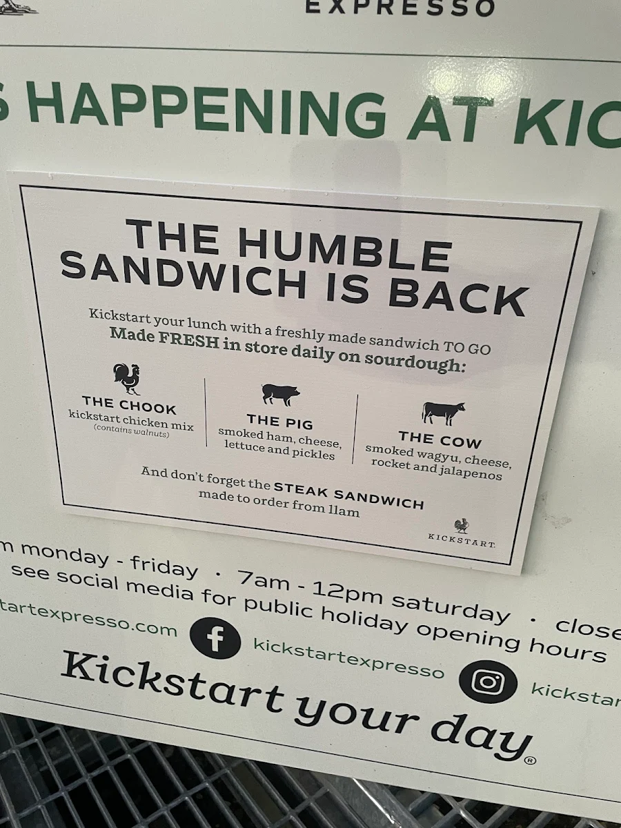 Menu, Kickstart Expresso Belconnen