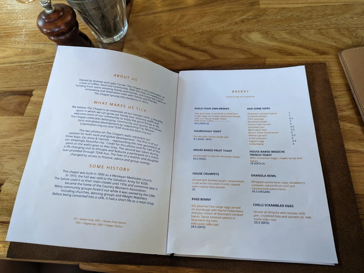 Menu, The Chapel
