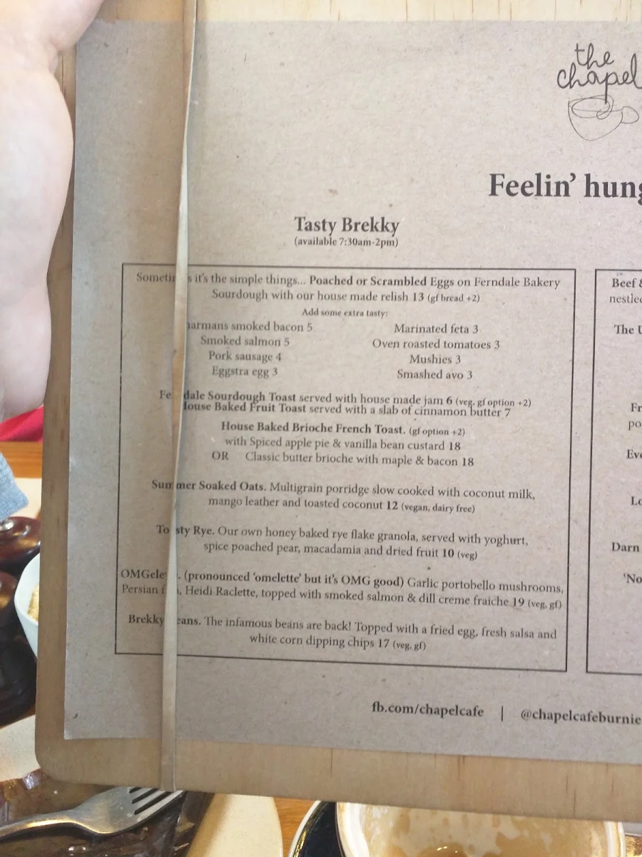 Menu, The Chapel
