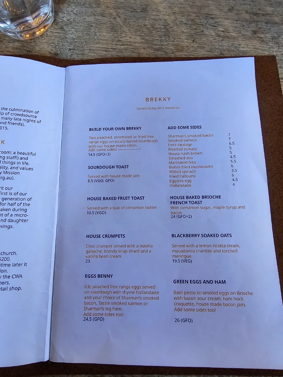 Menu, The Chapel