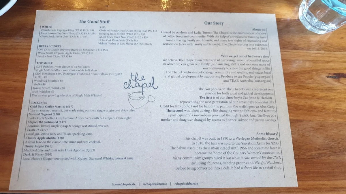 Menu, The Chapel