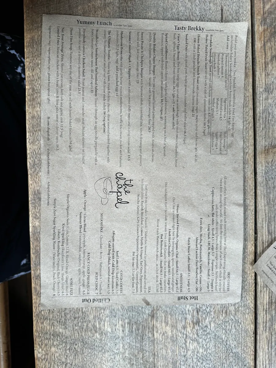 Menu, The Chapel