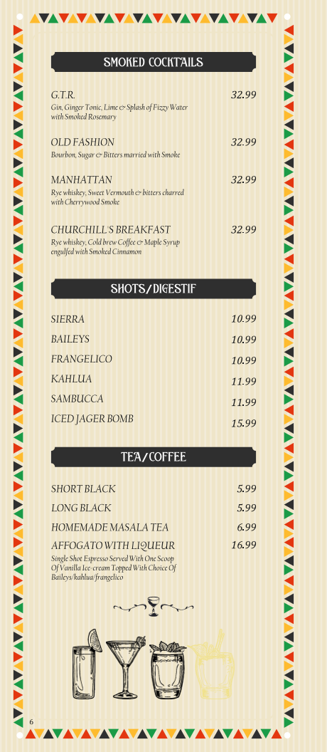Menu, Rasoi & Barrel