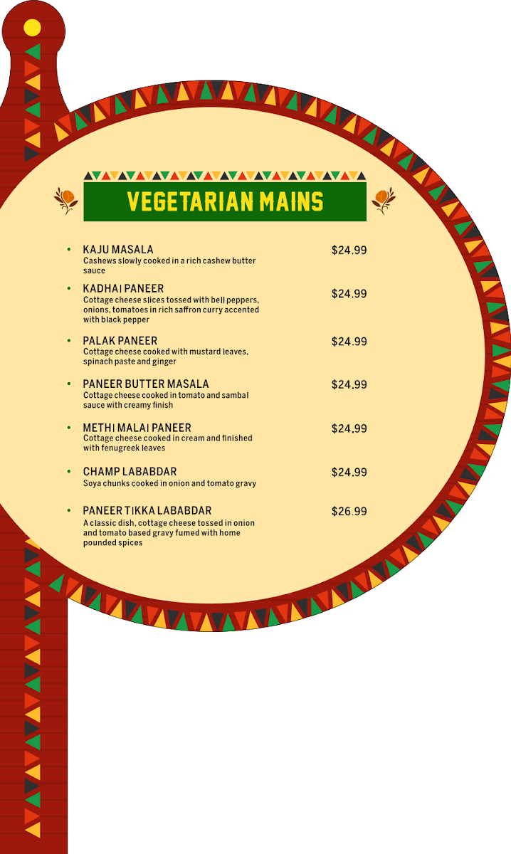 Menu, Rasoi & Barrel