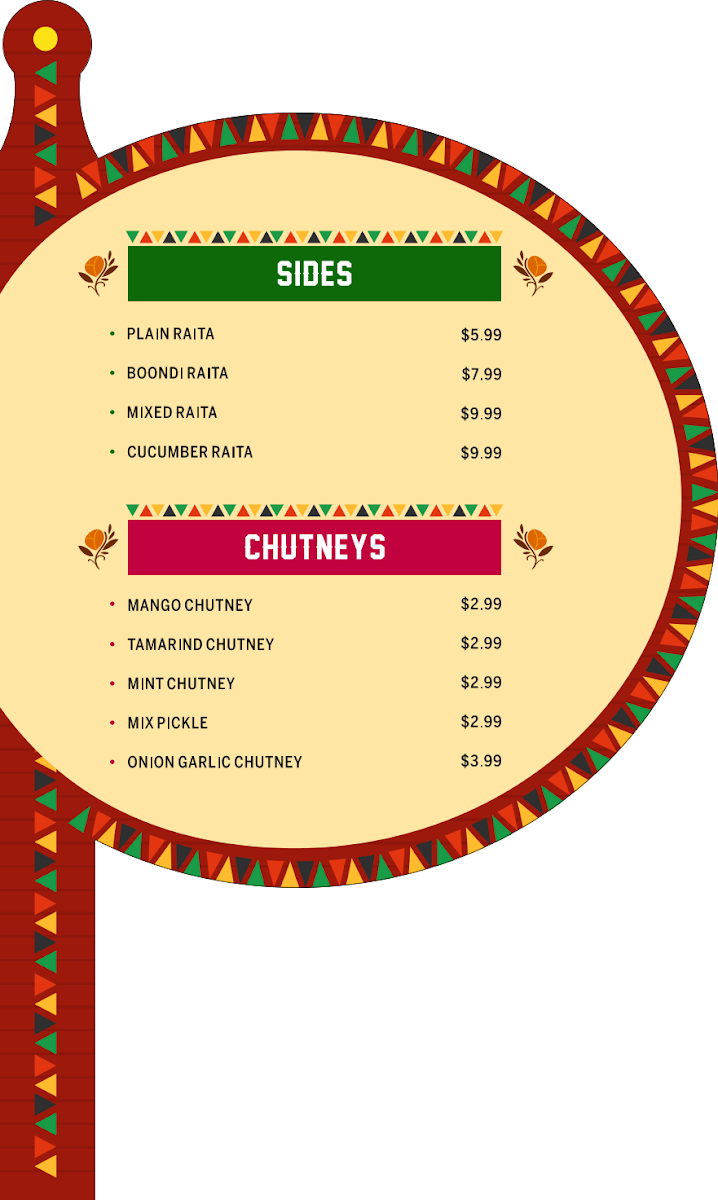 Menu, Rasoi & Barrel