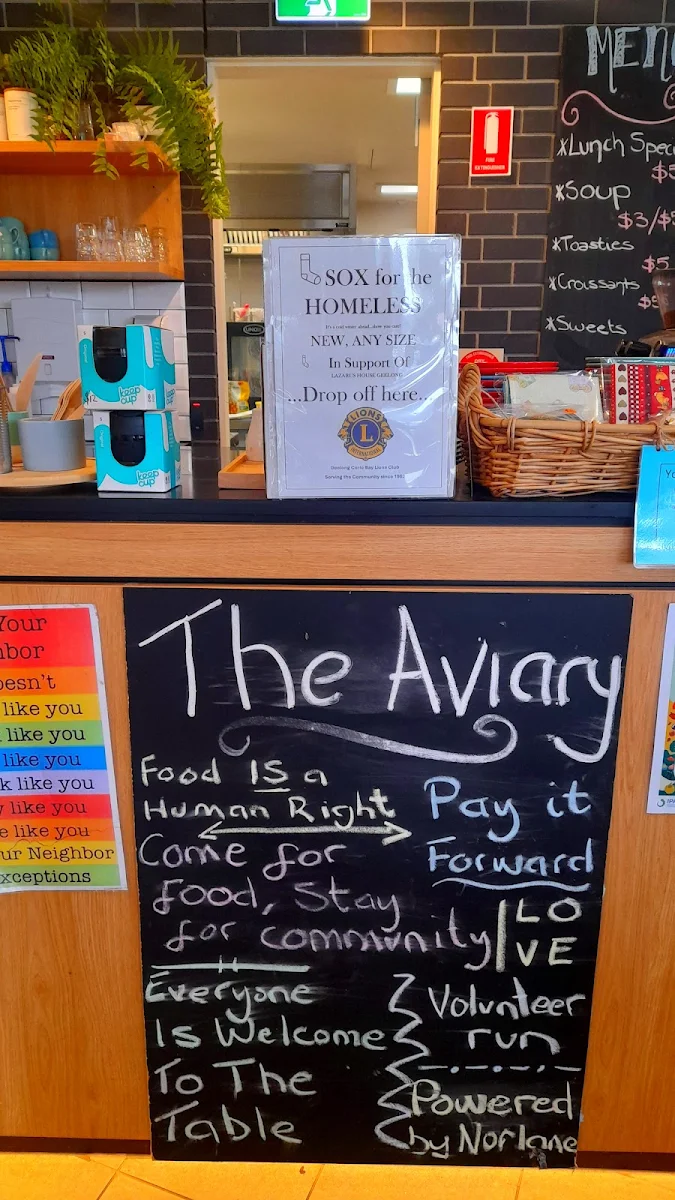 Menu, The Aviary Cafe