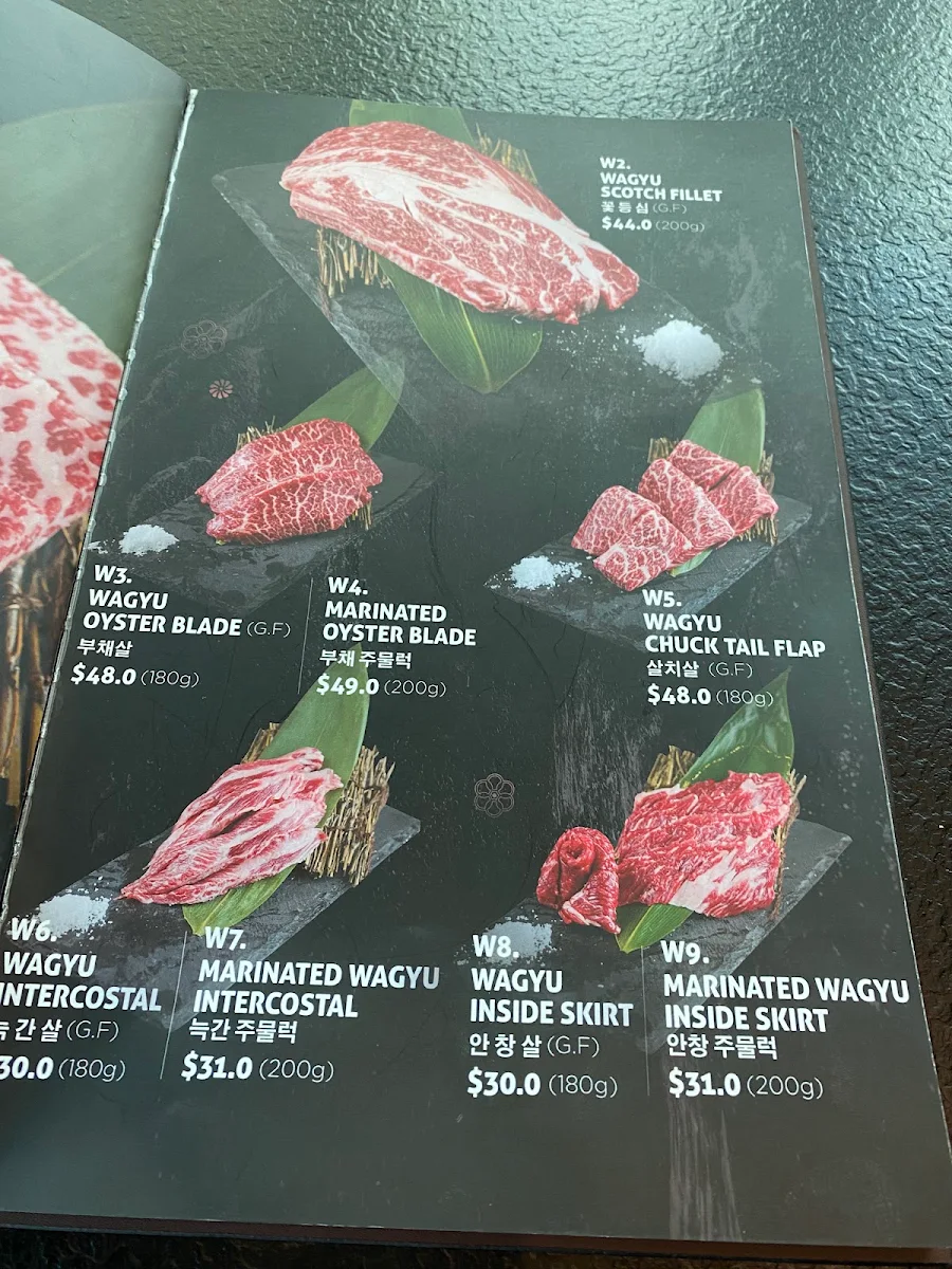 Menu, Hanok Korean Fine BBQ