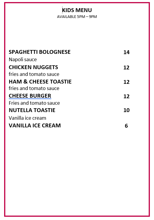 Menu, Diplomat Bar & Grill