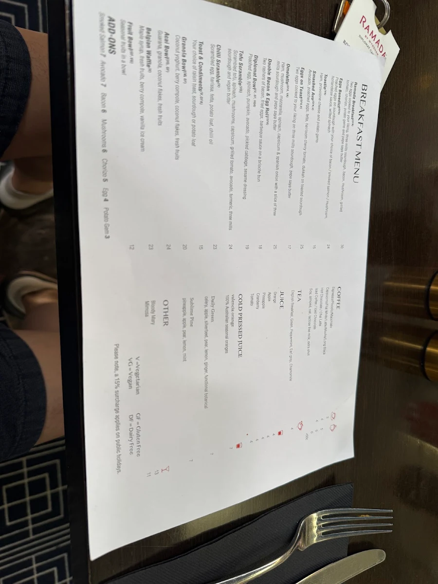 Menu, Diplomat Bar & Grill