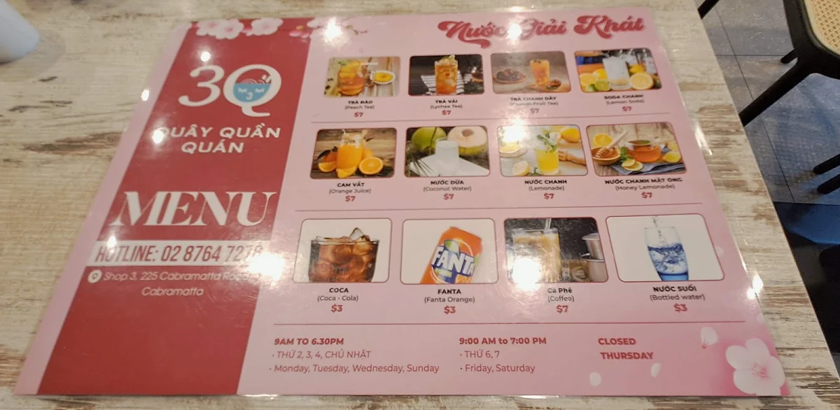 Menu, 3Q QUAY QUAN QUAN
