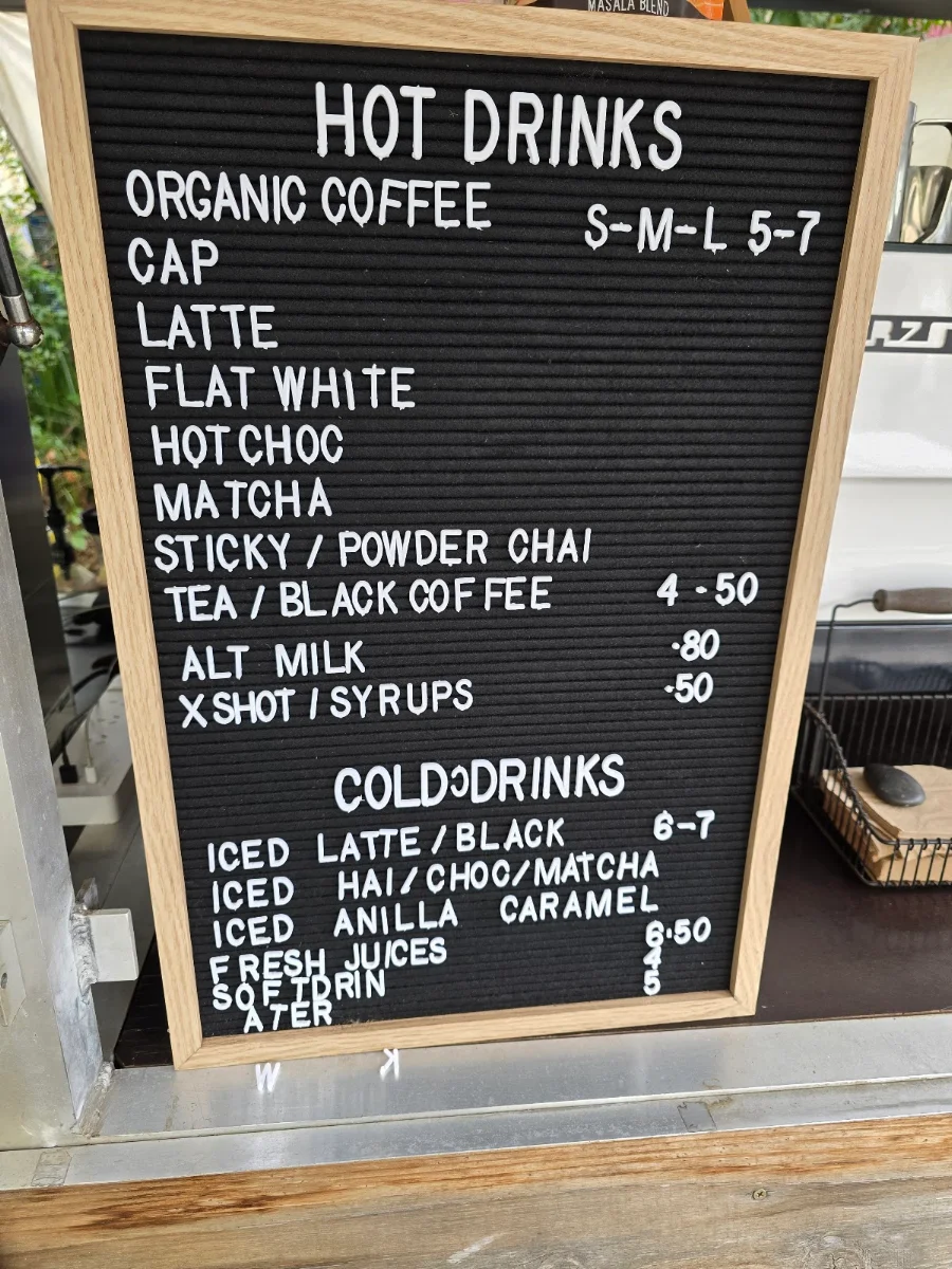 Menu, Cafe Milou Eumundi
