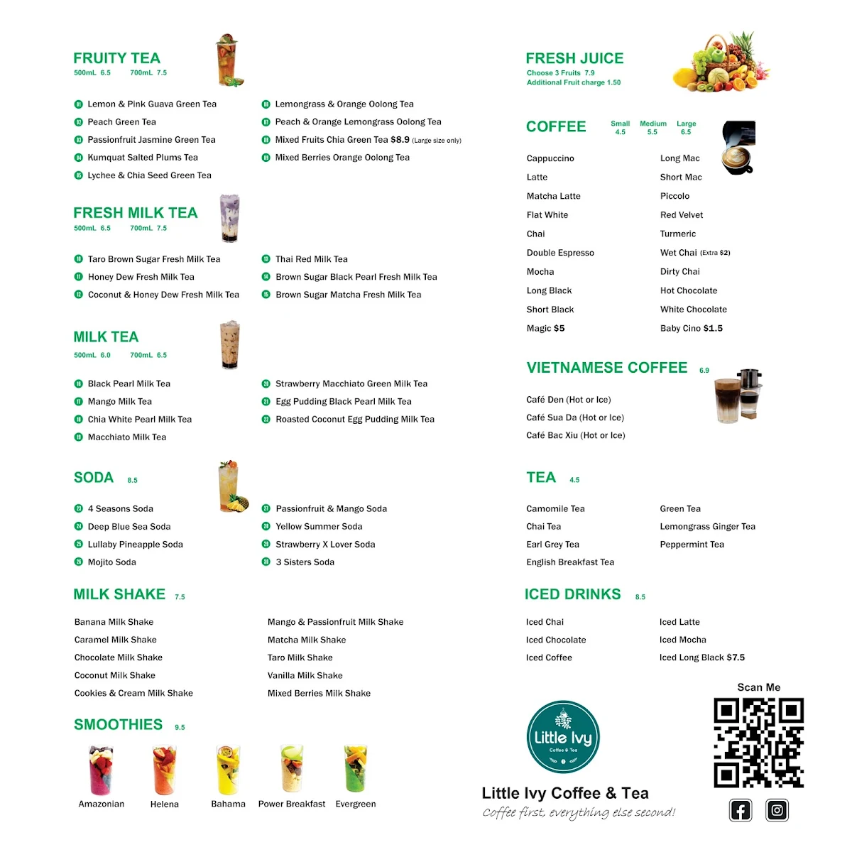 Menu, Little Ivy Coffee & Tea