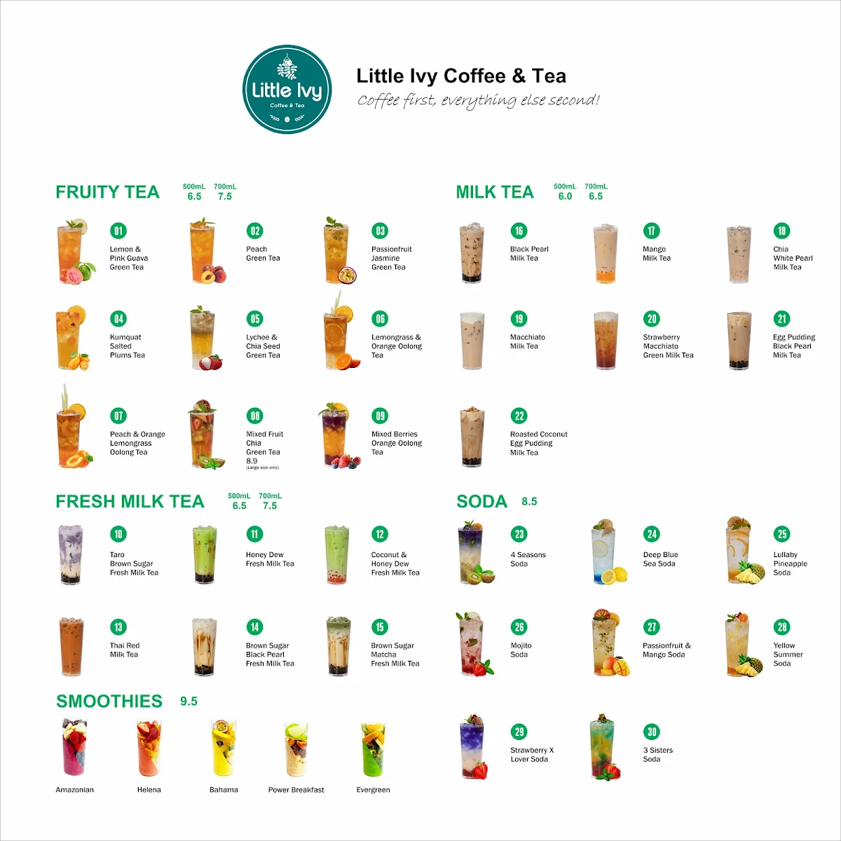 Menu, Little Ivy Coffee & Tea