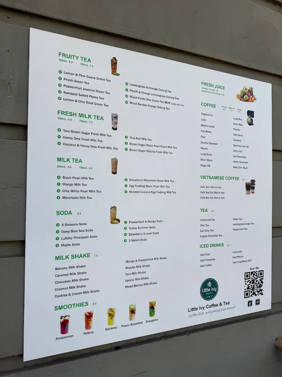 Menu, Little Ivy Coffee & Tea
