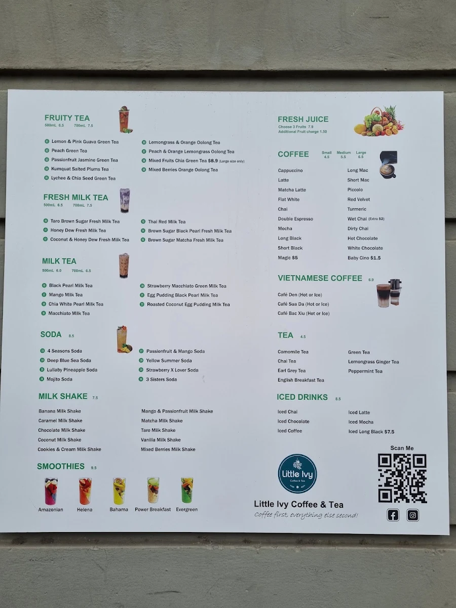 Menu, Little Ivy Coffee & Tea