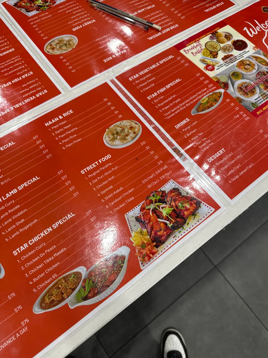 Menu, Star Biryani Rockdale